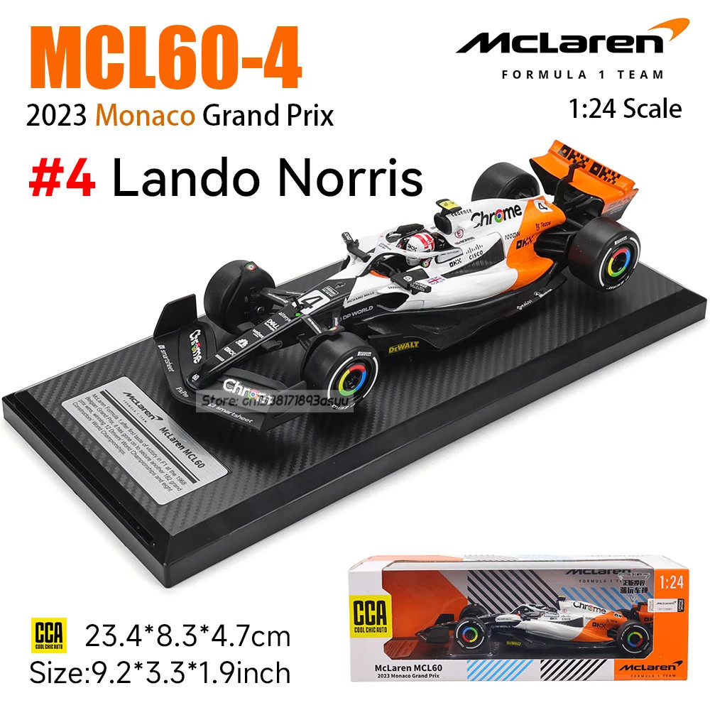 McLaren F1 2023 MCL60 Miniature 1:24 Lando Norris Voiture Course Monaco Blanc