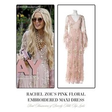 LoveShackFancy 0 XS Gown BRIXTON Long Dress Pink sheer Rachael Zoe RHBH Applique