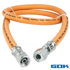 GOK Gummi - Schlauchleitung Gas G1/4 LH-&Uuml;M x RVS &Oslash; 8 mm, max. 10 bar DVGW