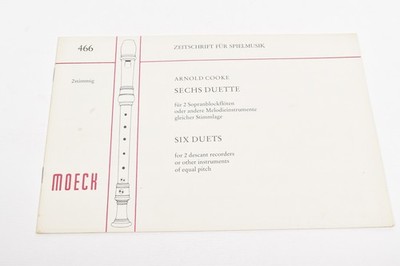 Cooke - Sechs Duette - Blockflöte