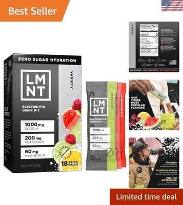 LMNT Zero Sugar Electrolyte Drink Mix - 18-Count Variety Pack for Hydration