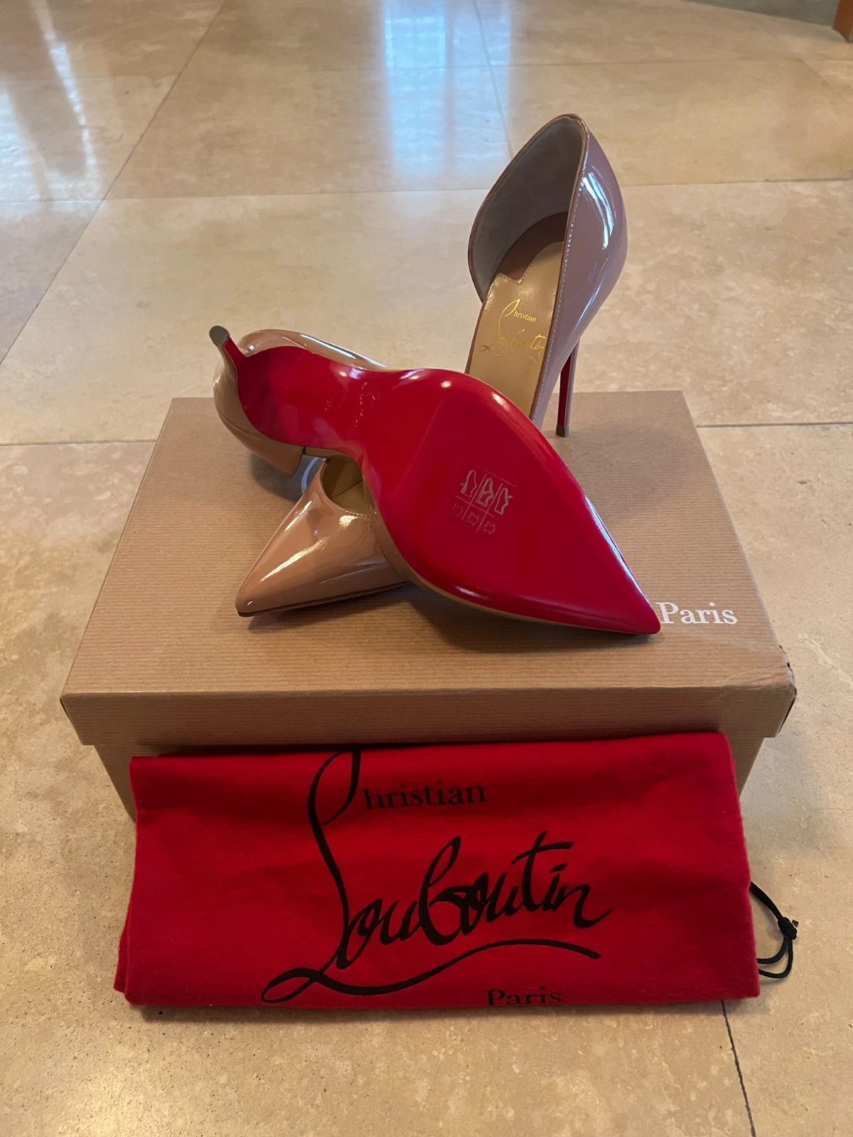 Christian Louboutin — Christian Louboutin Iriza 100 mm Pumps - Patent Calf Leather - Beige 6W / 36 EU