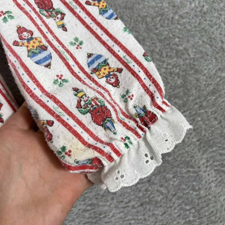 Camisa vintage Lanz of Salzburg juvenil 8 palhaço vermelho branco manga longa babado anos 70 - Imagem 2 de 4