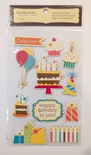 Happy Birthday Chipboard Scrapbooking Stickers By Recollections Cake Gifts Party