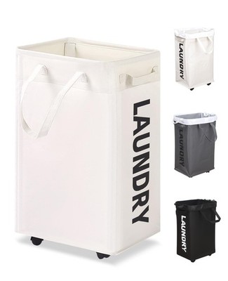 Laundry Basket Wheels 75L with Removable Mesh Bag Waterproof Oxford Cloth Sui...