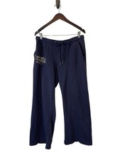 Women s Ed Hardy Broken Hearts Tattoo Graphic Wide Leg Navy Sweatpants Size L