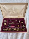 Vtg Jewelry Case With  Costume Jewelry Lot 10+ Pcs