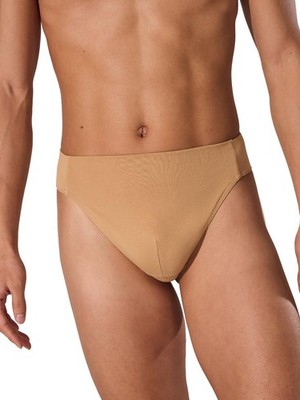 Men's Reinforced Front-Lined Thong Dance Belt, Natural, X-Large