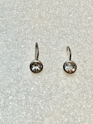 SJ Intl. 925 Sterling Silver Bezel Set Blue Topaz Solitaire Drop Earrings
