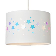 Litecraft Glow Light Shade Iridescent Stars Easy Fit Ceiling Lampshade - White  