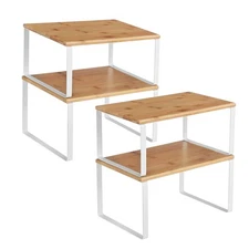 Set of 2/4 Kitchen Counter Shelves Cabinet Organizer Shelf Stackable Spice Rack