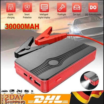 Auto Starthilfe Jump Starter 30000mAh 400A LED Ladegerät Booster USB Powerbank