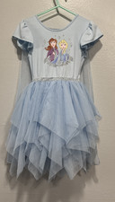 Disney Frozen II Elsa  Anna Light Blue Tiered Tulle Dress with Cape Size 4T