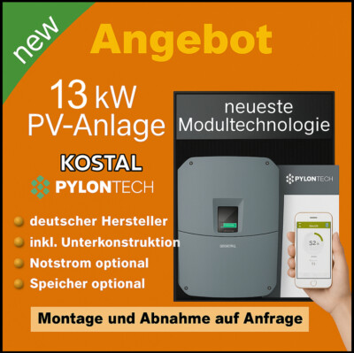 13kW Photovoltaikanlage Kostal Plenticore G3 Hybrid mit Speicher Solaranlage 13