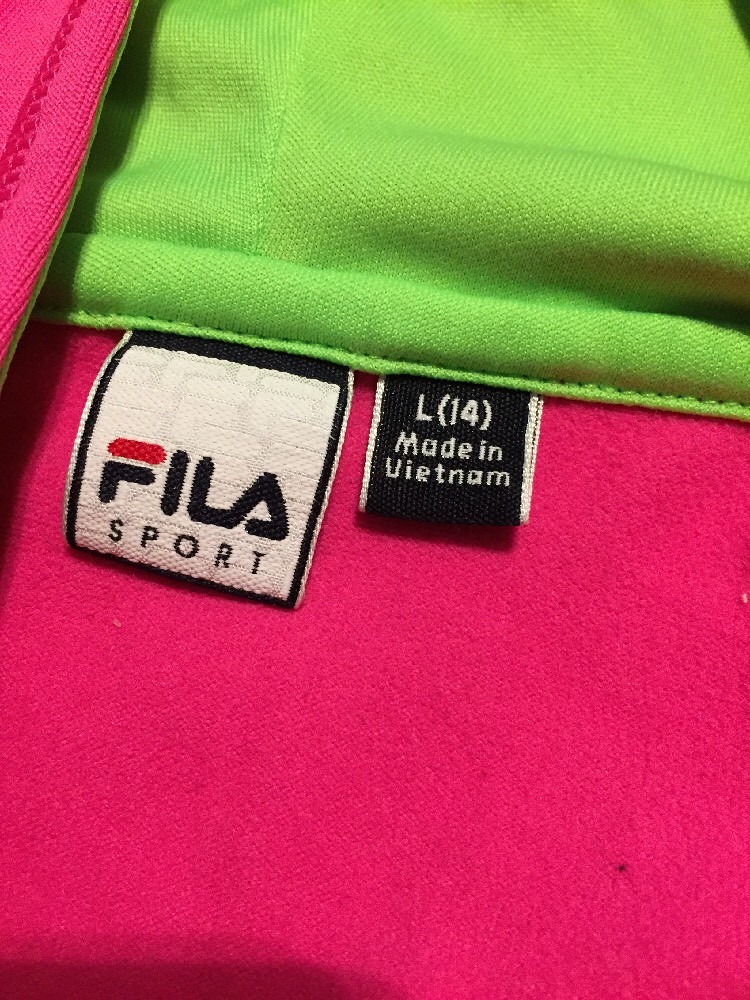 Felpa con cappuccio mezza zip bambina Fila rosa verde taglia large 14