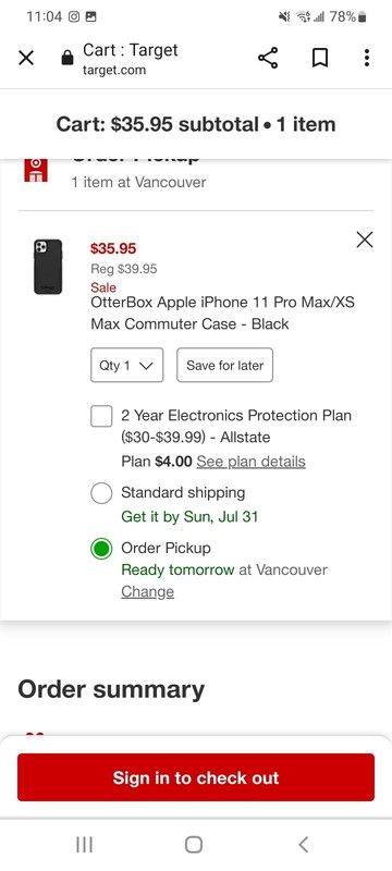 OTTERBOX 77-80303 Commuter Series Case for Apple iPhone 11 Pro Max - Black