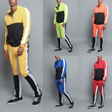 Men's Sports Track Pants Jacket Tri-Colored Track Suit Set S 6XL ST5010-523