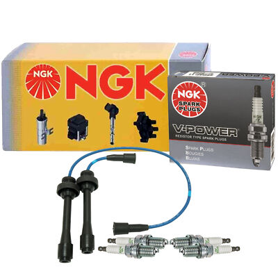 NGK Wire & 4 V-Power Spark Plugs Gap 0.044