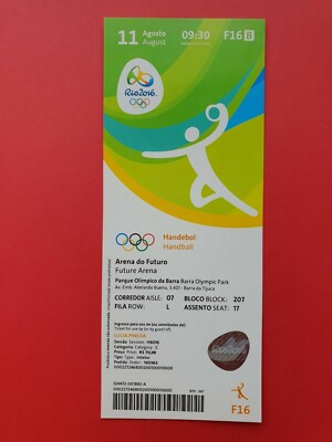 Used Ticket Olympic Games 2016 Rio Olympia Handball F16 TUN Qatar Poland Egypt