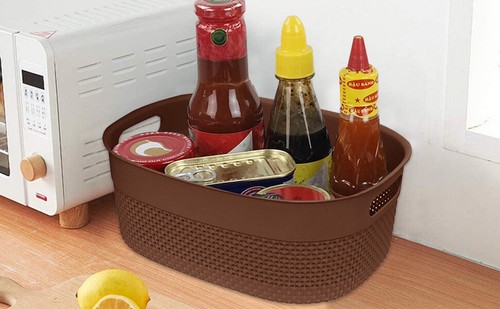 PEQUEÑA/GRANDE Estante Cesta de Almacenamiento con Tapa y Asa Hogar Oficina Artículos de Aseo Juguetes - Imagen 13 de 118