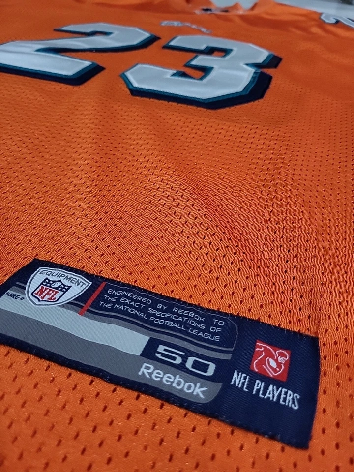 Camiseta deportiva vintage de los Miami Dolphins Ronnie marrón naranja unisex cosida Reebok talla 50 Foto 2 de 4