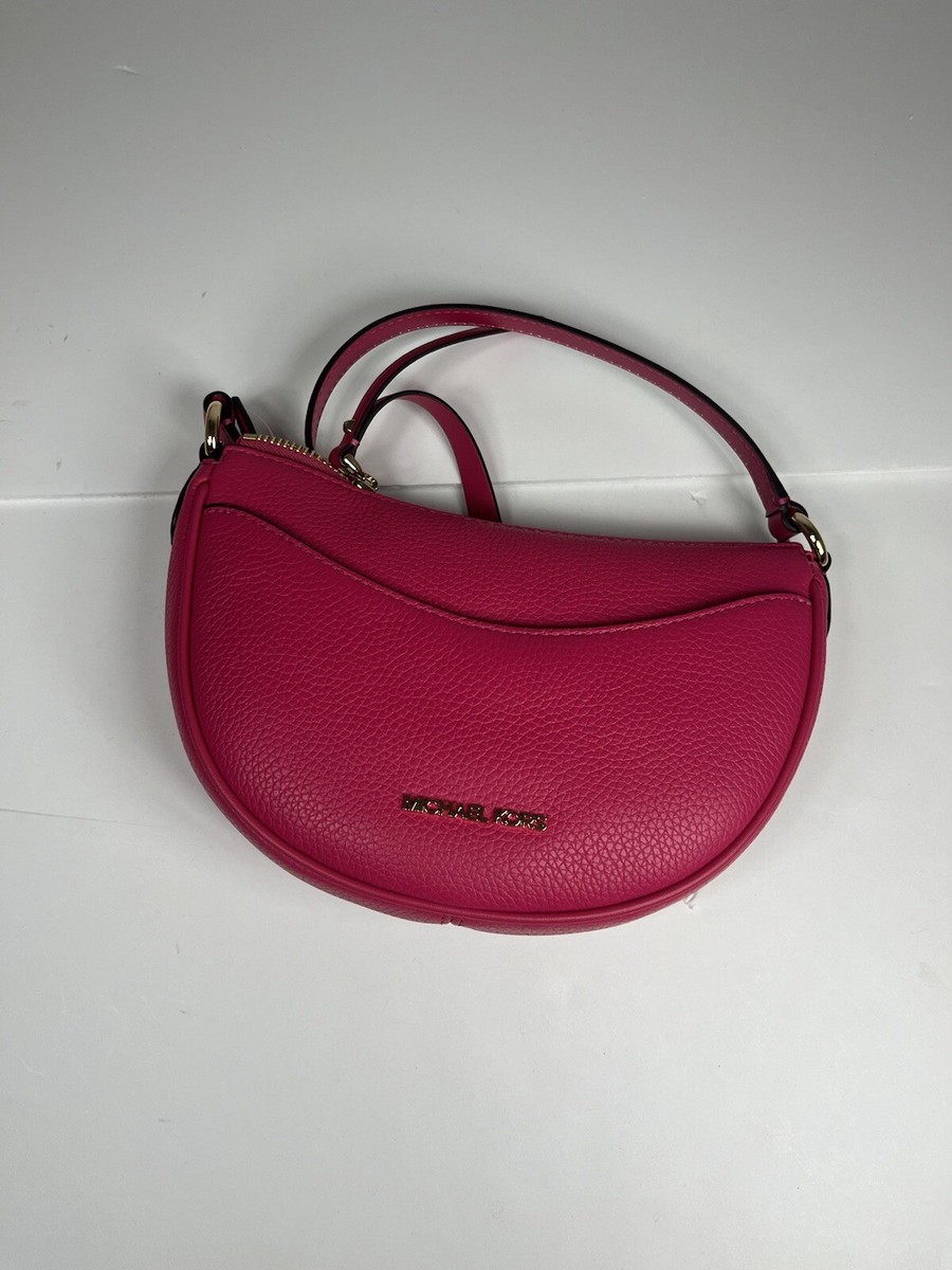 Michael Kors Dover Small Women Leather Half Moon Crossbody Bag in
