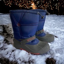 Columbia Youth Snow Boots Size 6 Waterproof Winter Boots Blue Hook and Loop