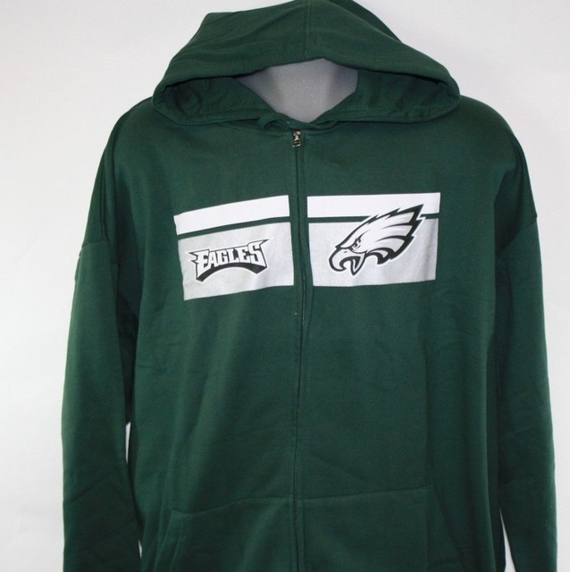 NEW Mens MAJESTIC Philadelphia Eagles NFL Football Green Full Zip Up
