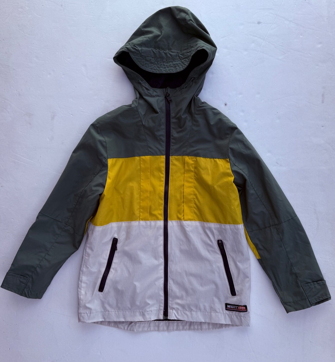 Zara Rain Jacket Boys Waves Spot Hooded Front Zipper Pockets