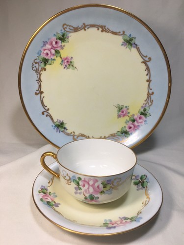 (14 Pcs) Handpainted 'Brown' Assembled Limoges/J. Haviland Bavaria, DESSERT SET - Picture 7 of 13