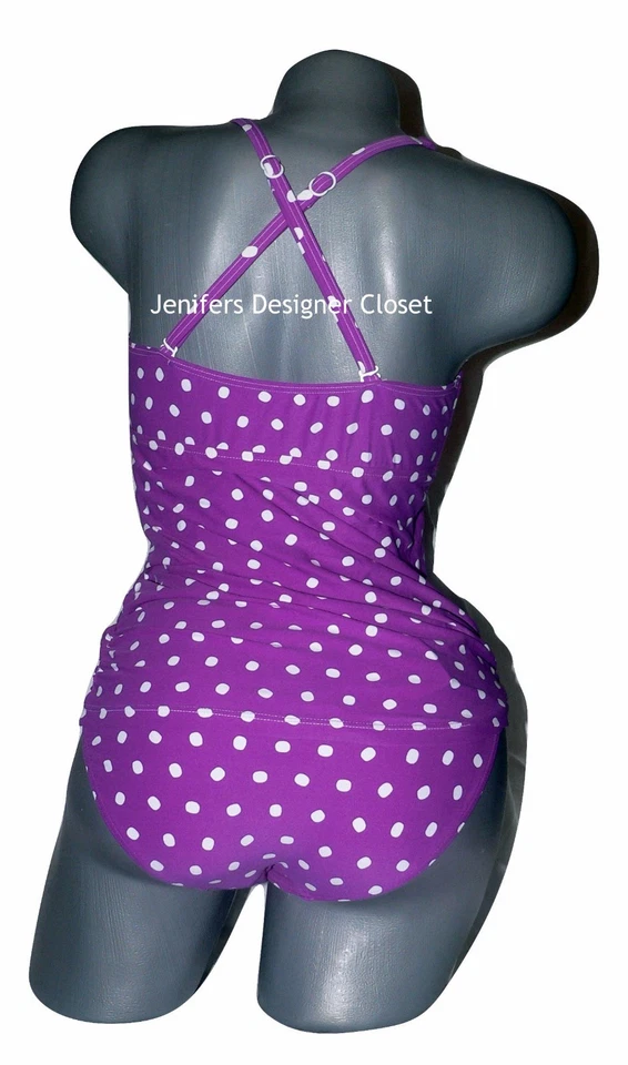 全新带标签 Anthropologie SEAFOLLY Australia US-8 Retro 波点坦基尼泳衣  — 第 2/2 张图片