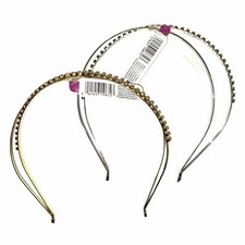 Goody Metal Headbands With Rhinestones Set of 2 Gold  Silver New