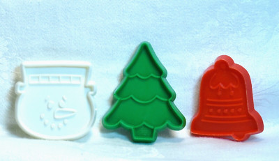 Hallmark Vtg Cookie Cutter Petite Christmas Set - Snowman Face Tree Bell Winter