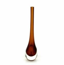 Seltene Murano Cenedese Kunstglas Space Age Bernstein Vase von Antonio Da Ros