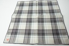 Isaia Beige Dark Gray White Plaid 100 Cotton Pocket Square Italy New