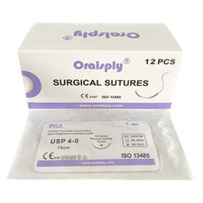 6 Scatole USP 4-0 PGA Viola Assorbibile Suture Chirurgiche 3/8 Ago Sterile CE ISO