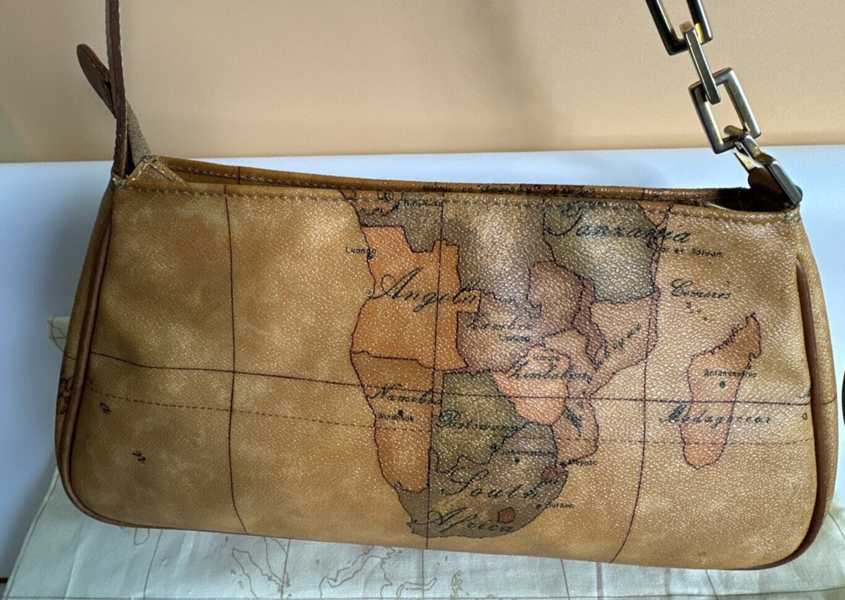 Alviero Martini 1A Classe Geo Print World Map Shoulder Bag Purce