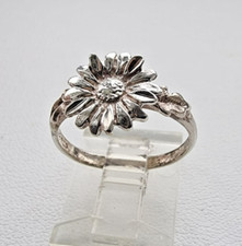 VINTAGE 925 STERLING SILVER SUNFLOWER BAND RING SIZE 6.75