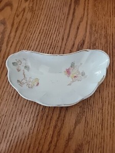 Vtg Porceline Bone China Pottery Trinket Dish Pink Floral