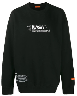 AW19 AUTHENTIC Heron Preston NASA Brand Manual Crewneck, Black, Size L