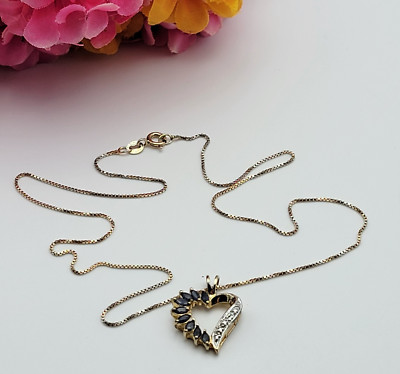 Ross Simons 925 Sterling Silver Cubic Zirconia Gold Vermeil Heart Necklace 18 In