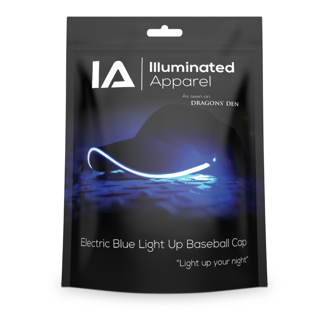 Illuminated Apparel Cappellino Da Baseball Con LED Blu - Nero, Regolabile Con Batterie Incluse