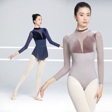 Ballet for Women Mesh Gym Adult Ballerina Clothes Long Sleeve Stand Dancing