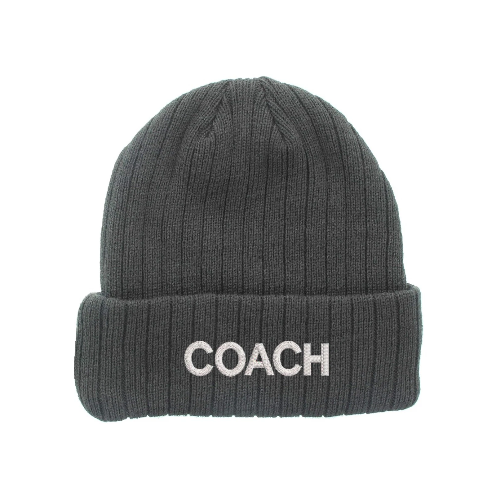 Coach embroidered fleece beanie hat (gray), insulated fleece beanie