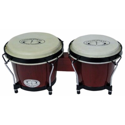GP Percussion CB221 Birch 6'' & 7'' Bongo Drum Set w/ Natural Skin Heads, Wine Red