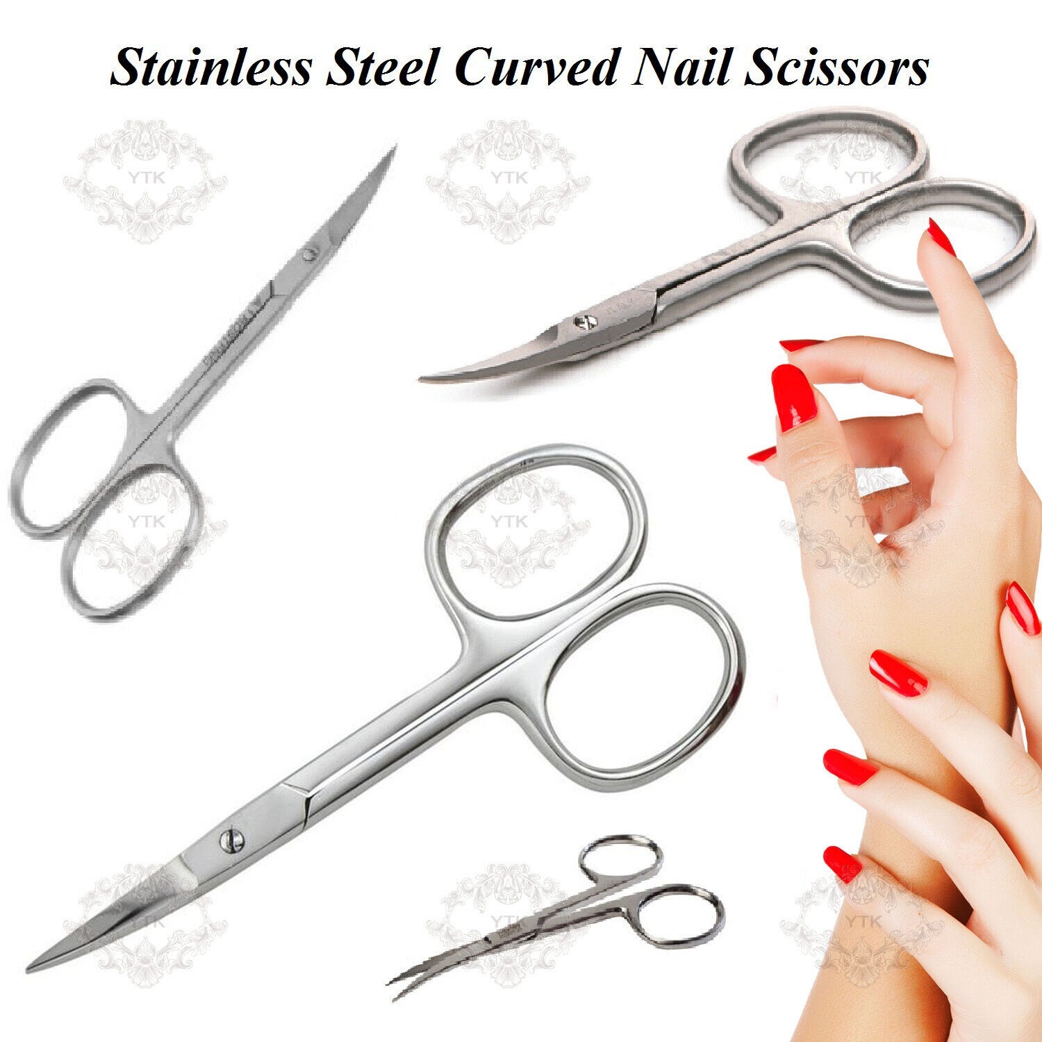 1 Stainless Steel Nail Scissors Curved Manicure Finger Toe Cuticle Nail Scissors eBay