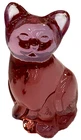 FENTON Burmese Sitting Kitty Cat Art Glass Figurine Strawberry Pink Pale Red