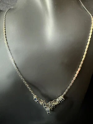 Collier 585 Gold 14 Karat Weißgold Saphir  Diamant 7,5gr. - Bild 1 von 4