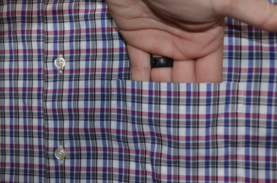 Camisa de vestir Barneys New York abotonada azul a cuadros 100 % algodón talla XL Foto 3 de 4