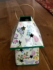 Centrum Hanging Butterfly Garden Tealight Candle Lantern Tin Metal by Pam Marker